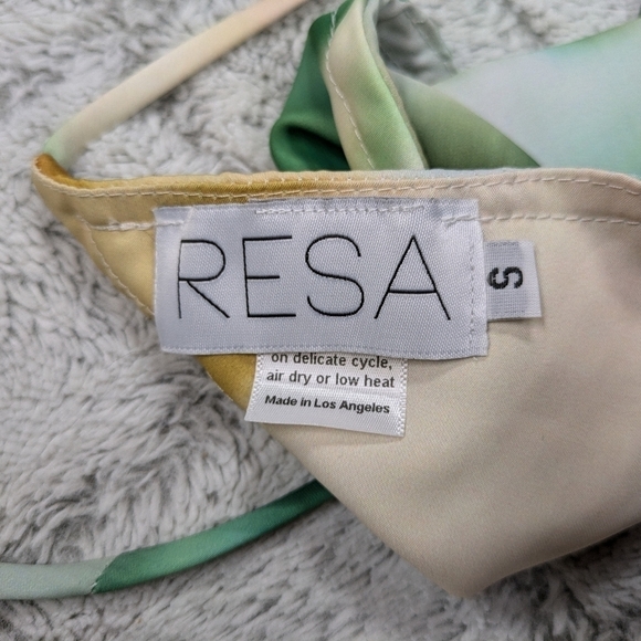 Resa Bralette Women's S Green White Tie Dye Adjustable Tie Neck Back Retro - Picture 3 of 4